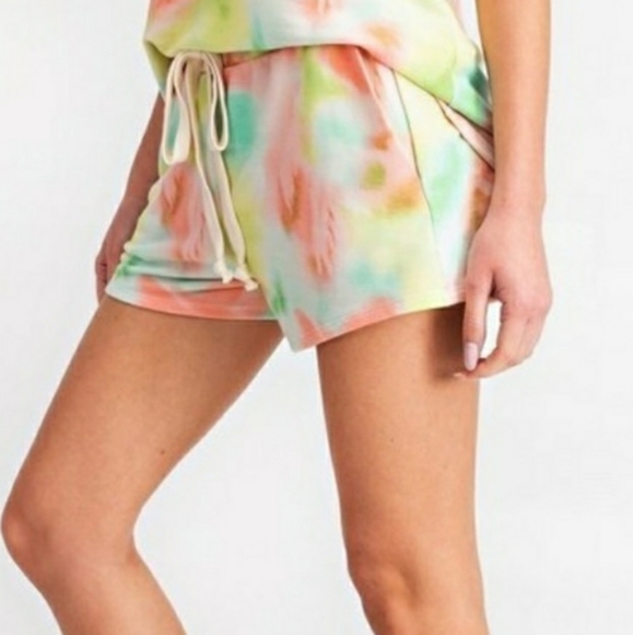 Lime and Peach 2-Piece Tie Dye Short Set - Picture 9 of 12